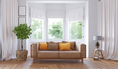 Bay window with seating area